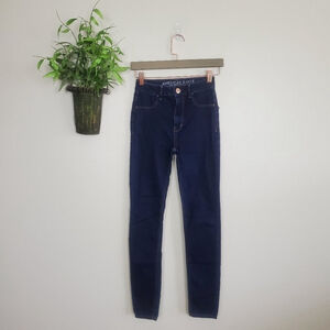 American Eagle Sky High Jegging Dark Wash Skinny Stretch Jeans Y2K 00 AE